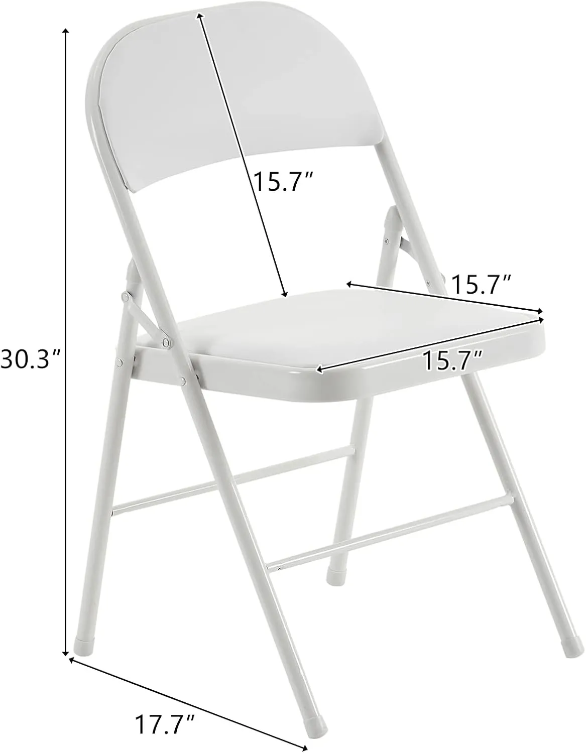 Karl home 4 Pack White Folding Chairs with Padded Seats for Outdoor & Indoor, Portable Stackable Commercial Seat with Steel Frame for Events Office Wedding Party, 330lbs Capacity