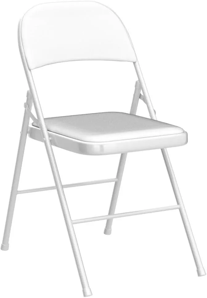Karl home 4 Pack White Folding Chairs with Padded Seats for Outdoor & Indoor, Portable Stackable Commercial Seat with Steel Frame for Events Office Wedding Party, 330lbs Capacity