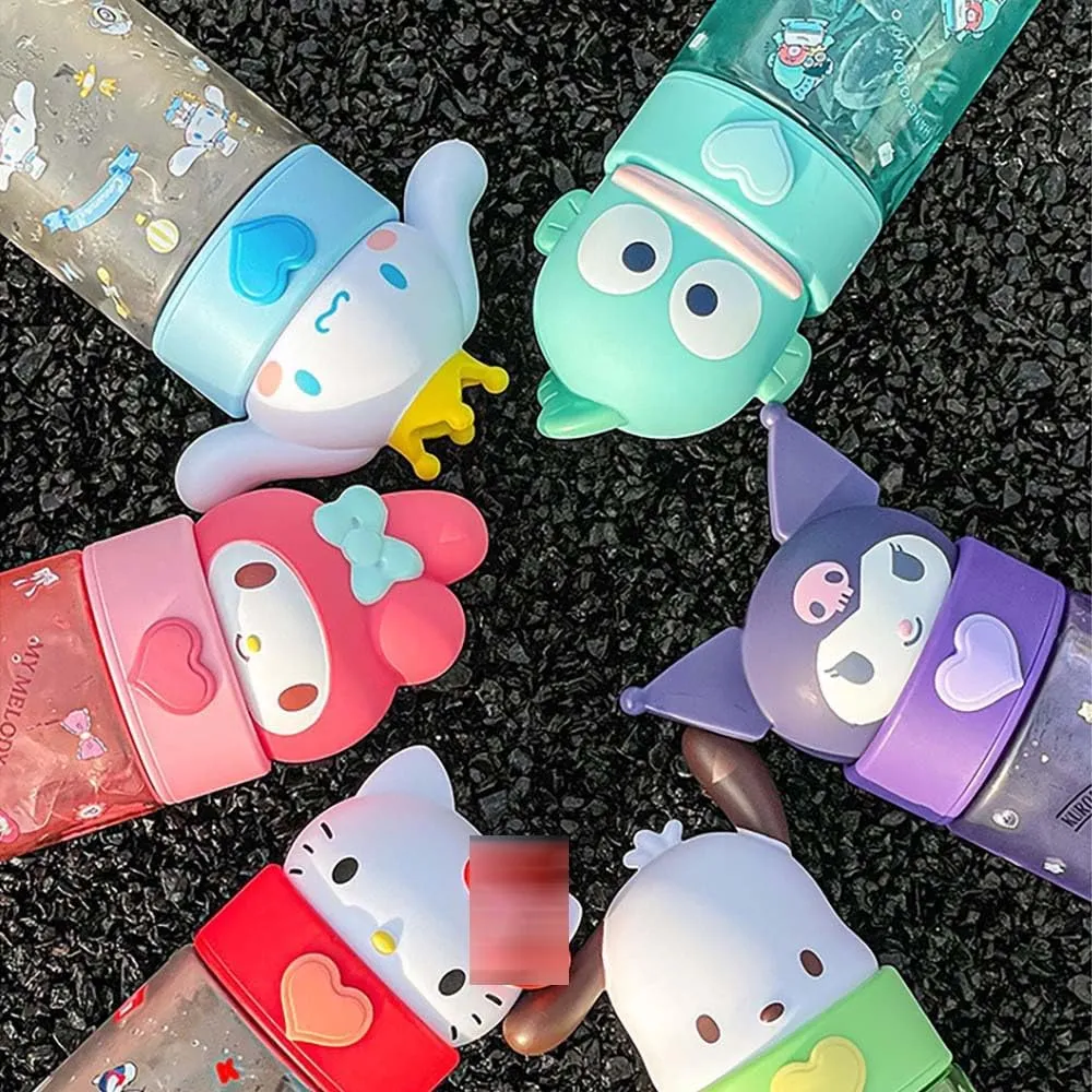 Kawaii Cartoon Water Bottle, 500ML Cute Anime Portable Drinking Bottle for Outdoor, Office, Travel, Birthday Gift Pink