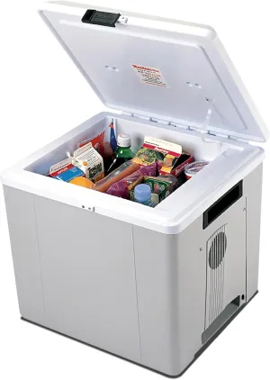 Koolatron Electric Portable Cooler Plug in 12V Car Cooler/Warmer 27 L (29 qt), No Ice Thermo Electric Portable Fridge for Camping, Travel Road Trips Trucking with 12 Volt DC Power,Gray/White.
