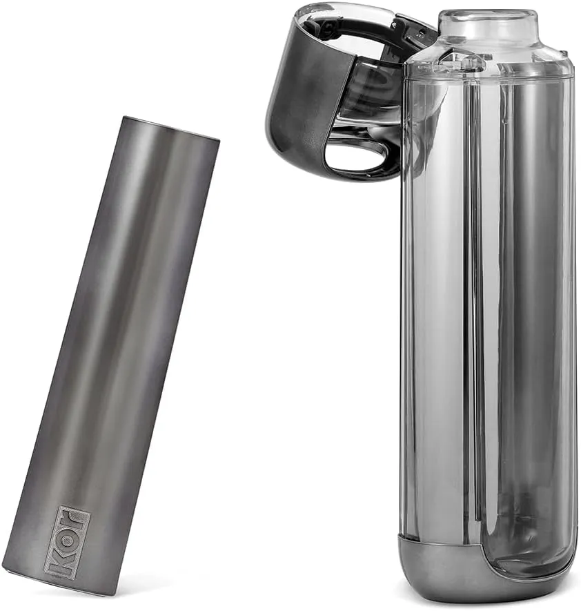 KOR ONE BPA Free Clear Reusable Water Bottle I 750mL I 25 Oz I Safe & Non-Toxic I Sustainable & Eco-Friendly I Leak Proof I One Click Cap w/ Handle I Wide Mouth I Great for Travel & Workouts