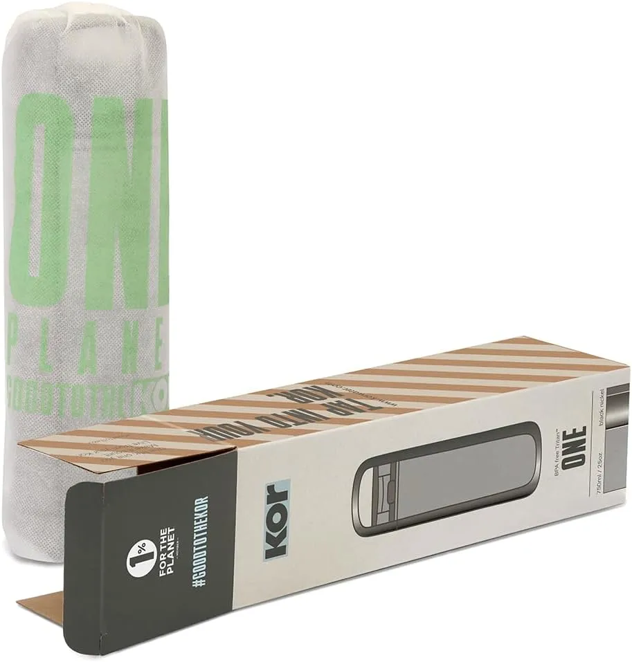 KOR ONE BPA Free Clear Reusable Water Bottle I 750mL I 25 Oz I Safe & Non-Toxic I Sustainable & Eco-Friendly I Leak Proof I One Click Cap w/ Handle I Wide Mouth I Great for Travel & Workouts