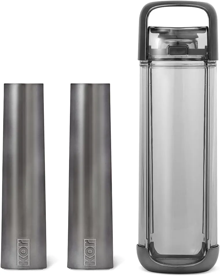 KOR ONE BPA Free Clear Reusable Water Bottle I 750mL I 25 Oz I Safe & Non-Toxic I Sustainable & Eco-Friendly I Leak Proof I One Click Cap w/ Handle I Wide Mouth I Great for Travel & Workouts