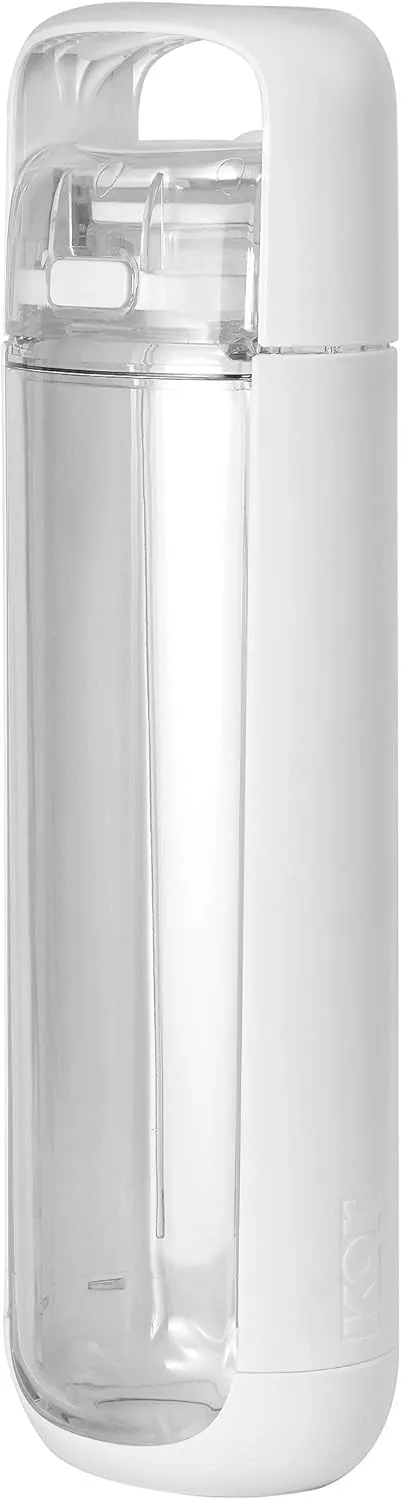 KOR ONE BPA Free Clear Reusable Water Bottle I 750mL I 25 Oz I Safe & Non-Toxic I Sustainable & Eco-Friendly I Leak Proof I One Click Cap w/ Handle I Wide Mouth I Great for Travel & Workouts
