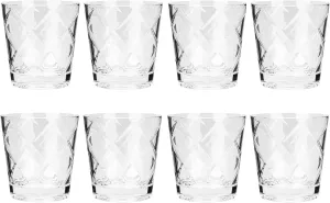 KX-WARE Arcylic Drinking Glasses, 11-ounce Plastic Tumbler Juice Cup Whiskey Glasses, set of 8 Clear