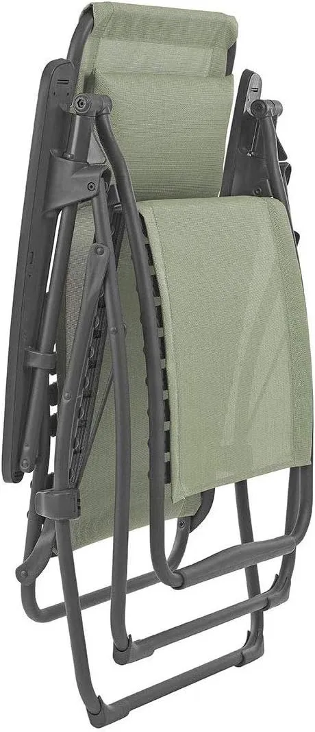 Lafuma Futura Series Patio and Poolside Zero Gravity Outdoor Lounge Recliner Chair with Adjustable and Removable Headrest, Moss Green