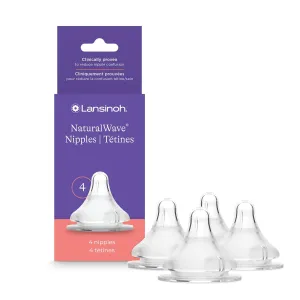 Lansinoh NaturalWave Baby Bottle Nipples, Extra Slow Flow, Size XS, 0  Months, 4 Count – 100% Soft, Durable Silicone, Made Without BPA BPS, Anti-Colic, Supports Baby’s Developing Mouth and Teeth