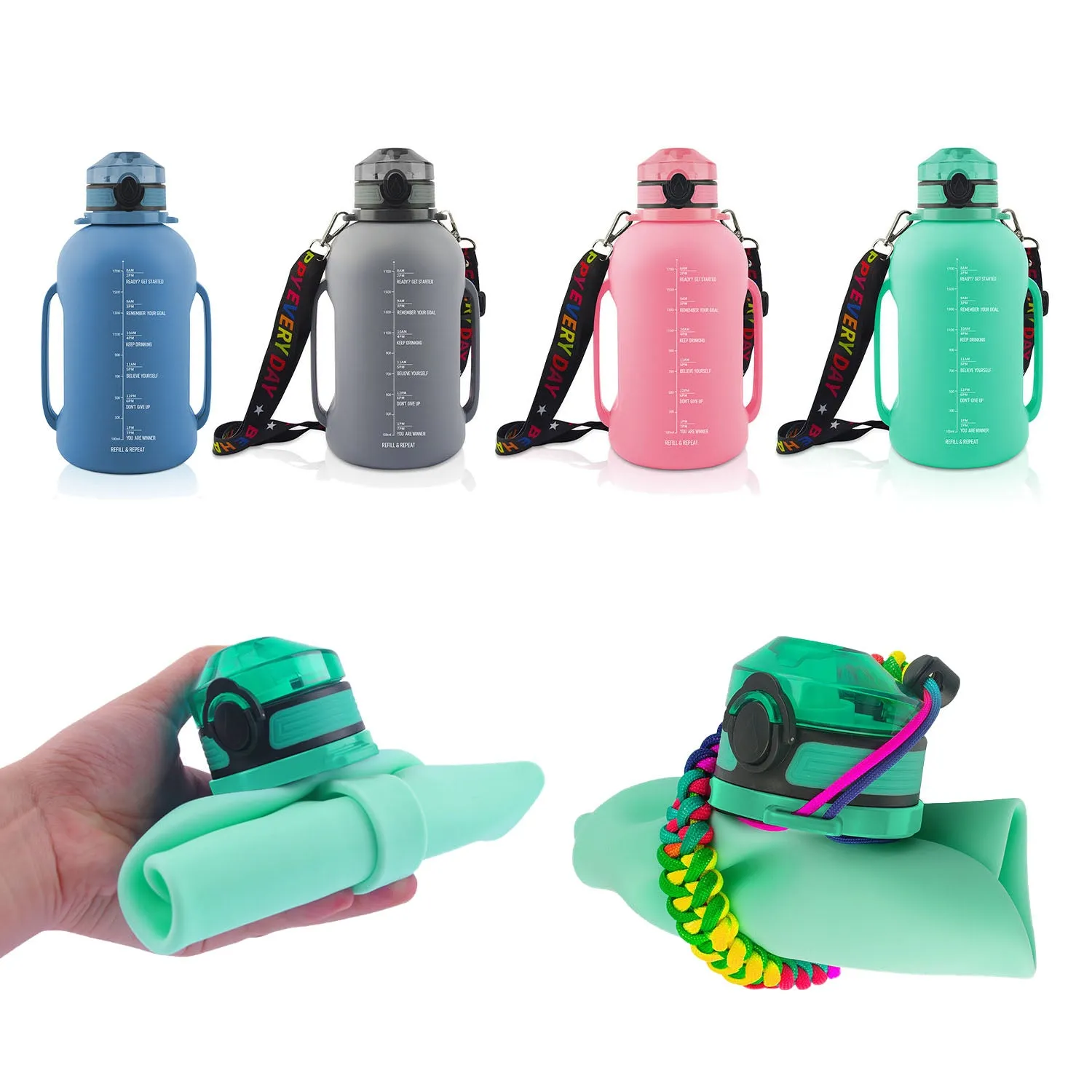Large Capacity Water Cup Fitness Portable Roll Cup Outdoor Sports