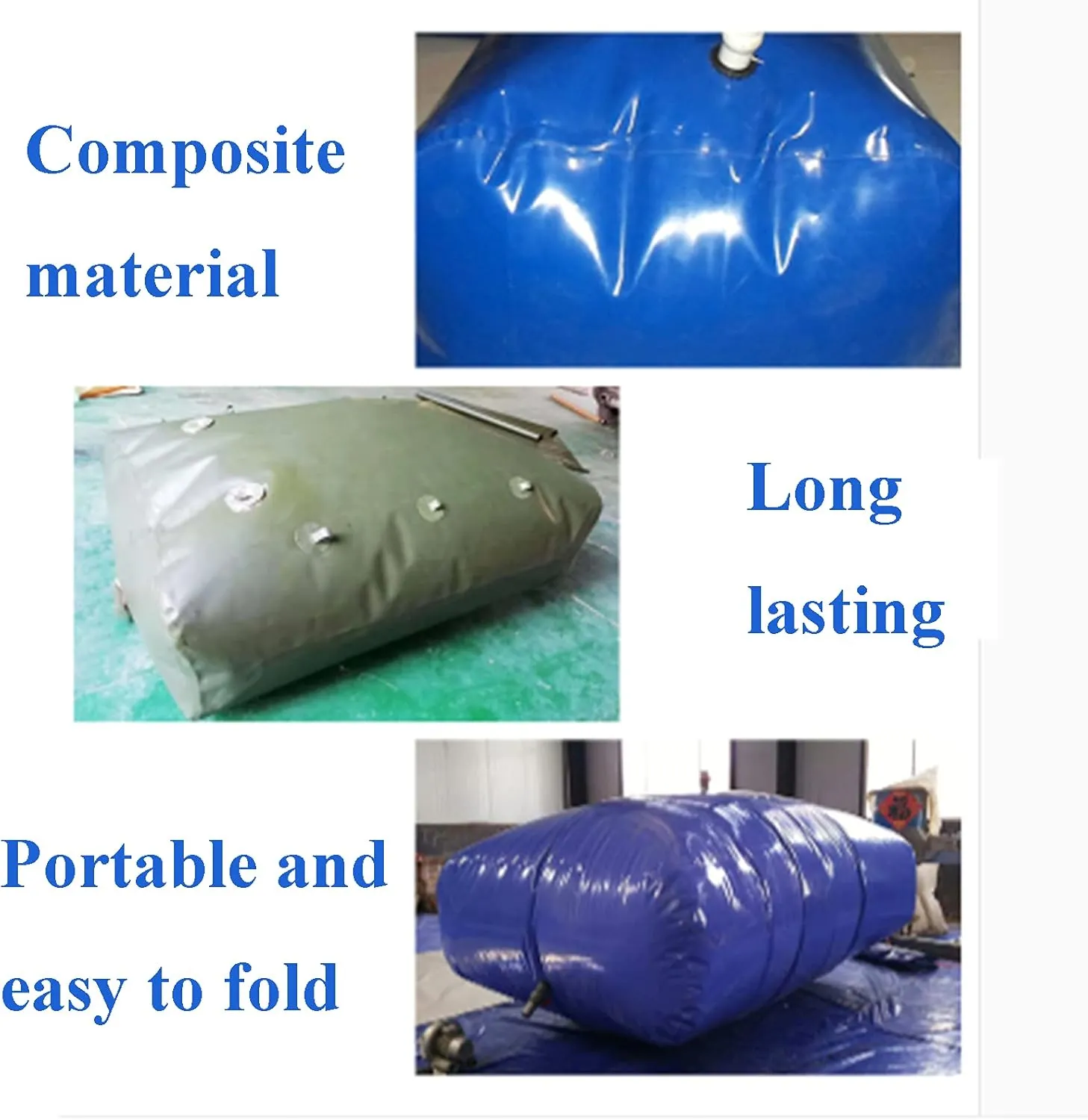 Large Capacity Water Storage Bag,Leakproof Scratch Resistant Outdoor Water Bladder Portable Mobile Collapsible Water Container for Car Washing and Fire Storage,Blue,330L/1.2x0.8x0.35M