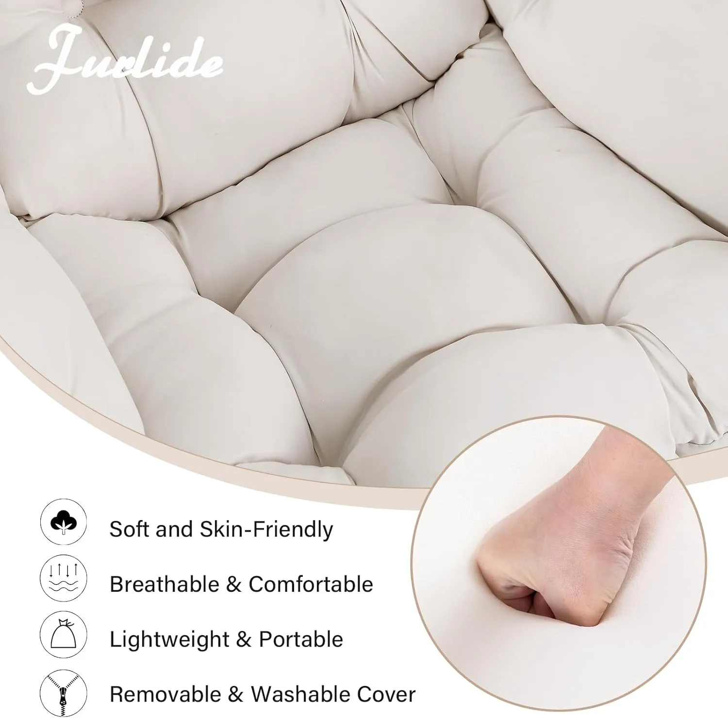 Lazy Chair with Ottoman, Comfy Fabric Accent Lounge Arm Chair with Lumbar Pillow and Folding Footrest, Reading Leisure Sofa Chair for Bedroom, Living Room, Dorm,Beige