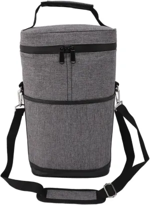 Leakproof Insulated Padded 2 Bottle Wine Cooler Bag with Handle and Adjustable Shoulder Strap for Travel Wine Tasting Parties Picnics Camping (Gray)