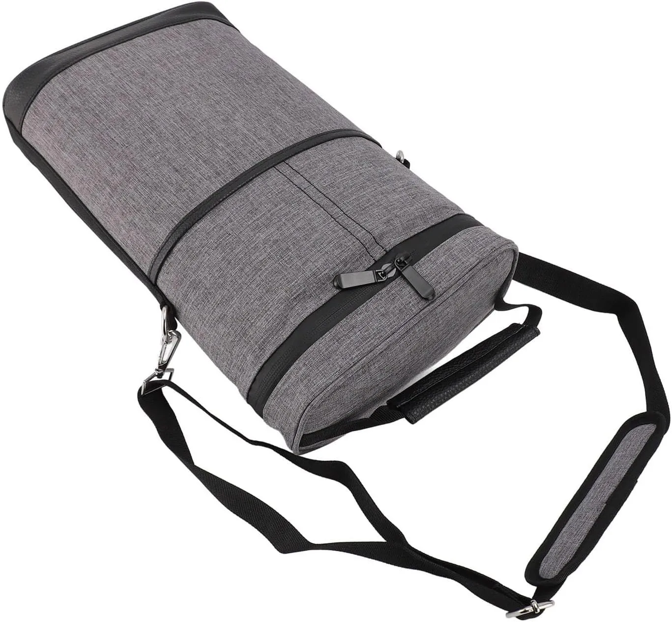 Leakproof Insulated Padded 2 Bottle Wine Cooler Bag with Handle and Adjustable Shoulder Strap for Travel Wine Tasting Parties Picnics Camping (Gray)