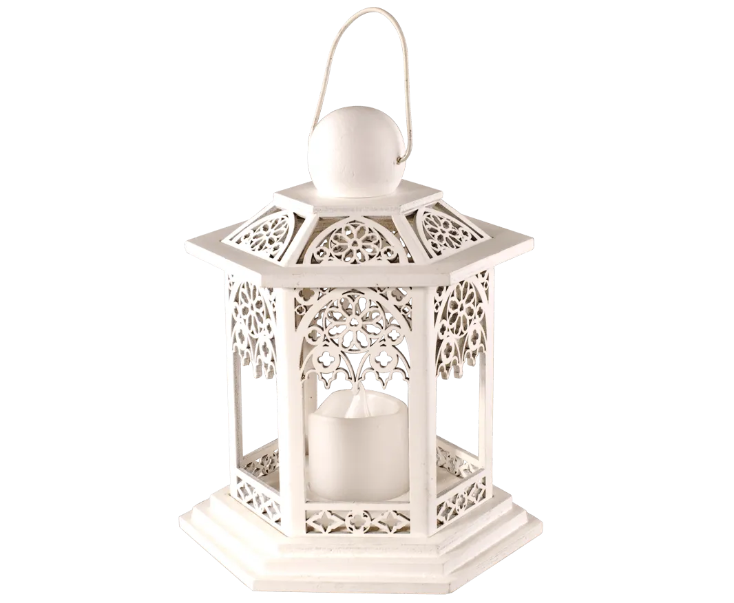 LED 6 sided lantern , Gothic style.- approx 16x20cm
