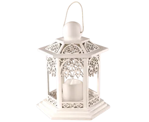 LED 6 sided lantern , Gothic style.- approx 16x20cm