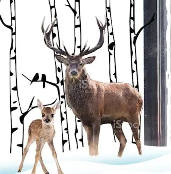LED Bronze Water Lantern with Reindeer
