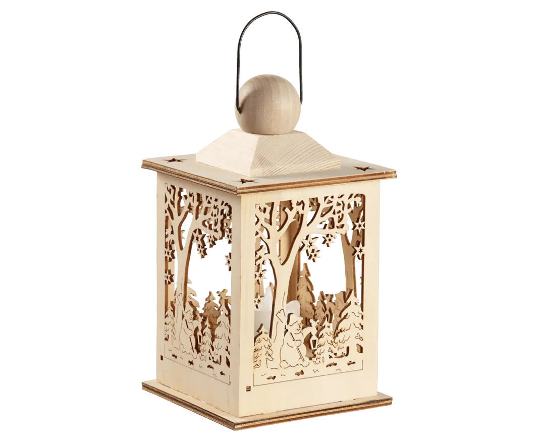 LED Lantern with snowman design.- 12.5x12.5x22cm