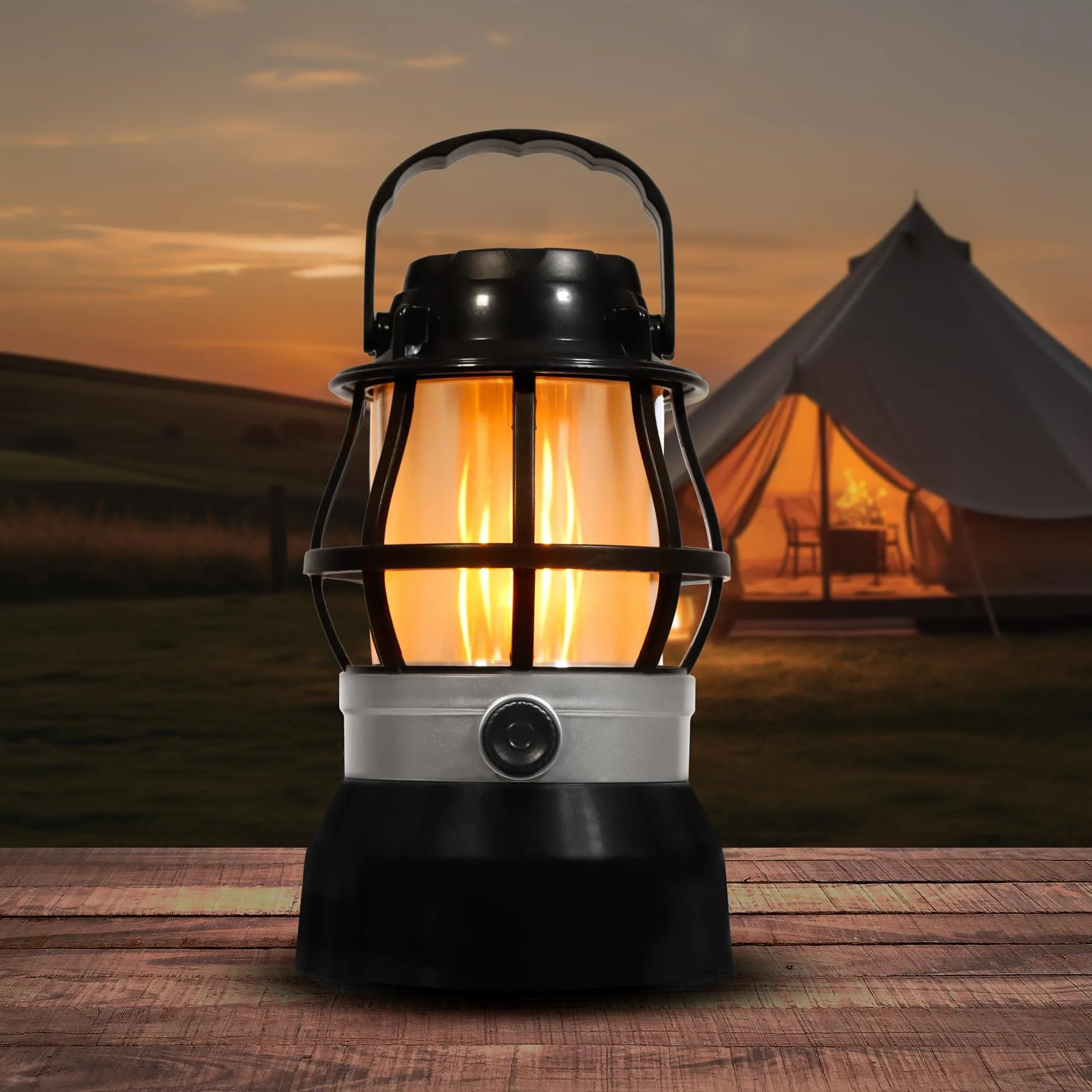 Leisurewize Camping Lantern with Realistic Flame LED Effect