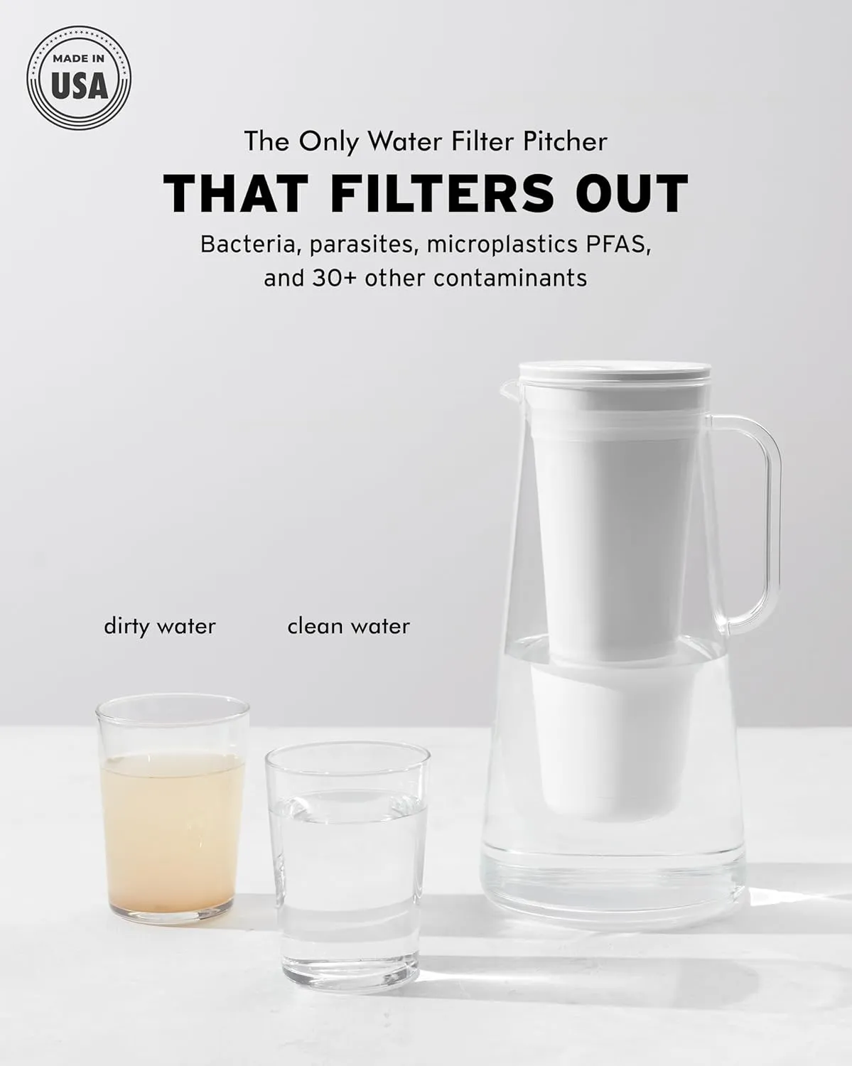 LifeStraw Home – Water Filter Pitcher, 10-Cup, Stormy Blue, BPA Free Designed for Everyday Protection Against Bacteria, parasites, microplastics, Lead, Mercury, PFAS and a Variety of Chemicals