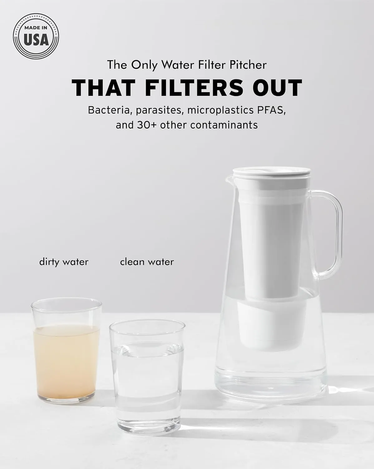 LifeStraw Home – Water Filter Pitcher, 7-Cup, Obsidian, BPA Free Designed for Everyday Protection Against Bacteria, parasites, microplastics, Lead, Mercury, PFAS, and a Variety of Chemicals