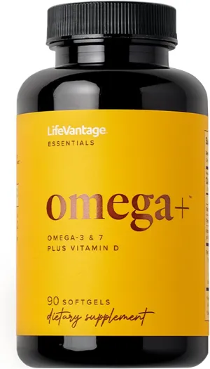LifeVantage - Omega  - Supplement 3-in-1 Blend of Omega-7, Vitamin D and Omega-3 - for Brain, Cardiovascular, Skin Health and Immunity - 90 Softgels