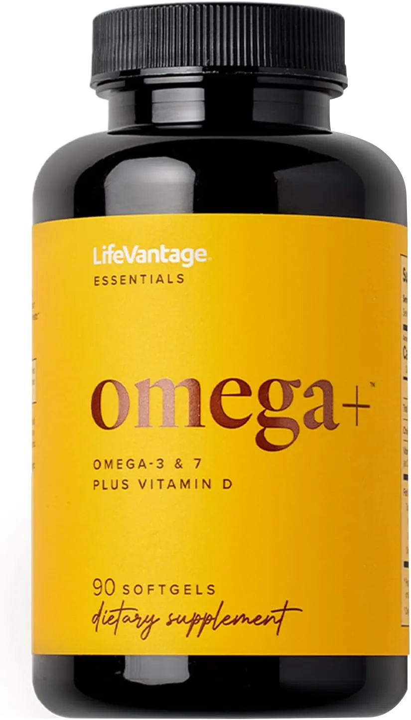 LifeVantage - Omega  - Supplement 3-in-1 Blend of Omega-7, Vitamin D and Omega-3 - for Brain, Cardiovascular, Skin Health and Immunity - 90 Softgels