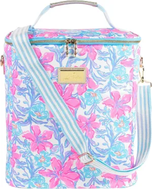 Lilly Pulitzer Insulated Wine Carrier, Cooler Bag Holds up to 4 Bottles of Wine, Soft Cooler with Adjustable/Removable Strap and Double Zipper Close (Beachside Haven)