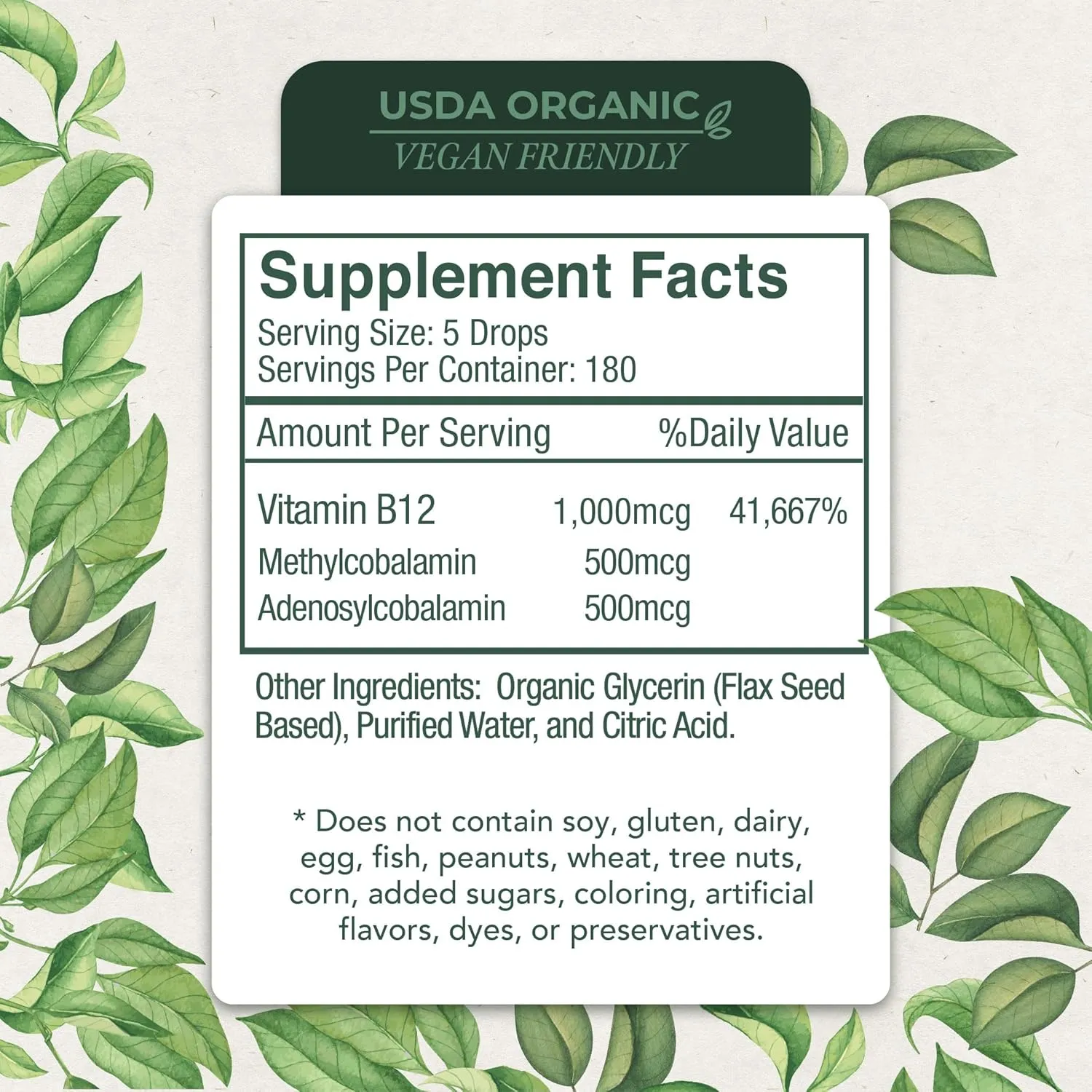 LiveWise Naturals B12 Vitamin Drops Non-GMO, Organic Bioactive Blend for Energy, Clarity, Focus, and Easy Absorption, Adenosylcobalamin & Methylcobalamin Supplement, Vegan, Gluten-Free, Dairy-Free