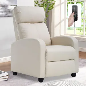 Living Room Recliner Chair Modern Reclining Easy Lounge Winback Single Sofa Reading Chair PU Leather Home Theater Seating Massage Adjustable Accent Armchair w/ Thick Seat Cushion & Backrest, Beige