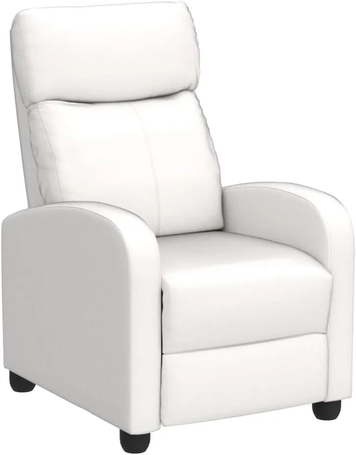 Living Room Recliner Chair Modern Reclining Easy Lounge Winback Single Sofa Reading Chair PU Leather Home Theater Seating Massage Adjustable Accent Armchair w/ Thick Seat Cushion & Backrest, Beige