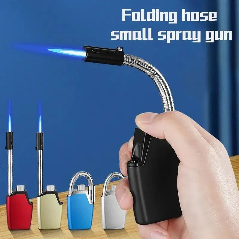 Long Flexible Neck Lighter, Unusual 360° Cigarette Cigar Torch Lighter, Portable Windproof Butane Gas Lighter, Windproof Straight Flush Spray Lighter, Folding Flexible Tube Direct Charge Lighter, Convenient Folding Candle Lighter