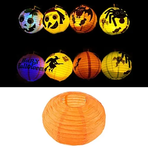 LOSA Halloween Paper Handhold Lantern Led Lamp Scary Party Props DIY Pumpkin