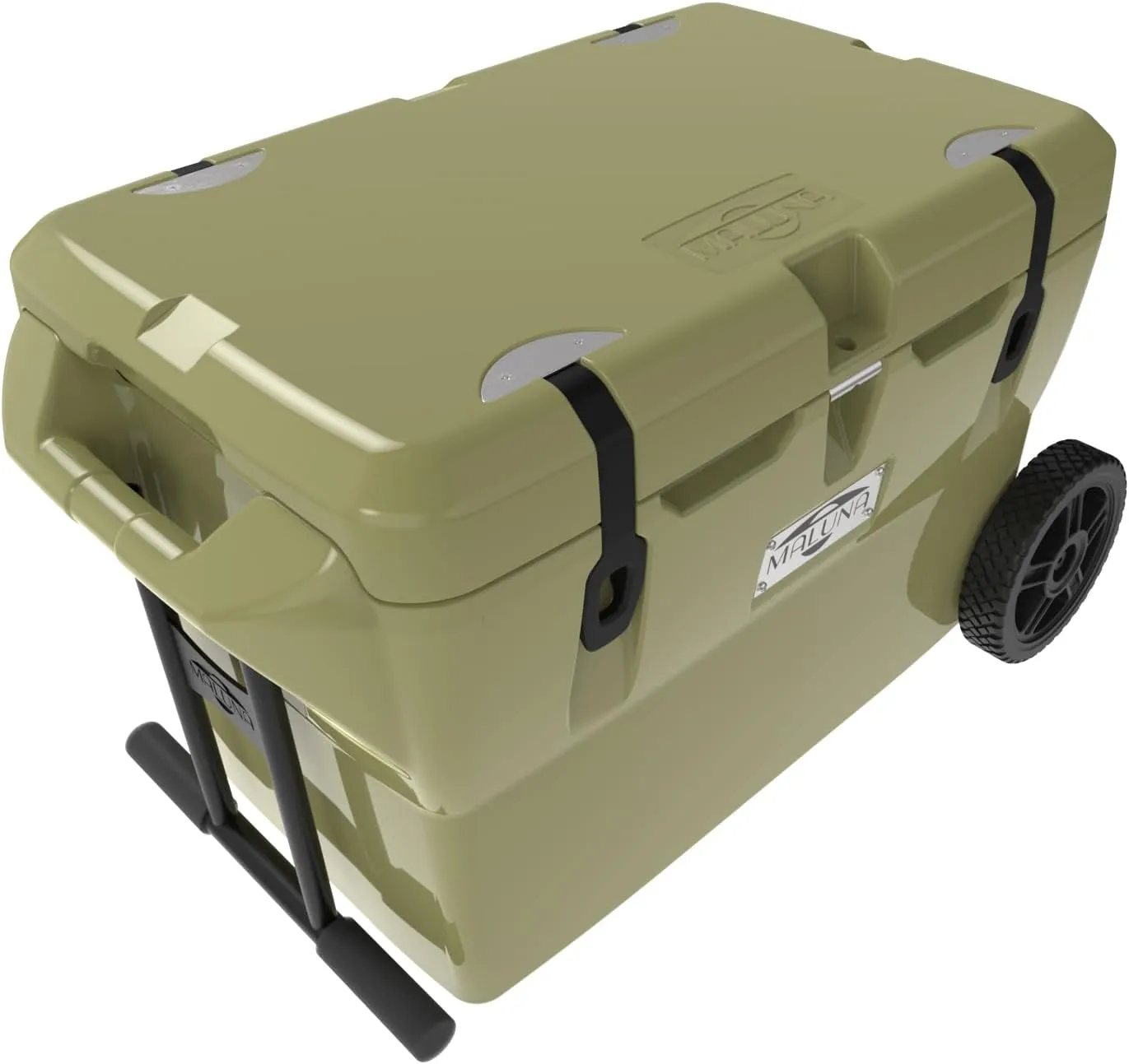 Maluna 50 Quart Wheeled Hard Cooler| Rotomolded | Insulated Portable Ice Chest Box for Drinks, Beverages, Beach, Camping, Picnic, Hunting, Fishing, Boating | Made in USA