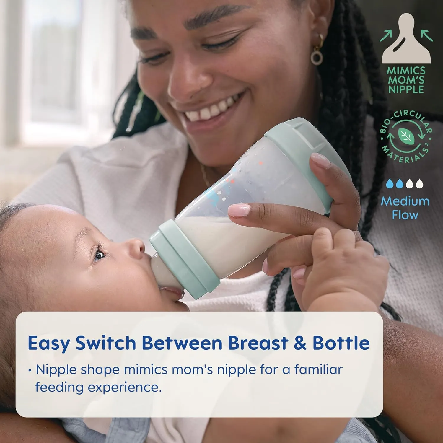 MAM 9oz Easy Start Anti-Colic Baby Bottles, Medium Flow, Breastfeeding-Like Silicone Nipple Bottle, Reduces Colic, Gas, & Reflux, Easy-to-Clean, BPA-Free, 2  Months