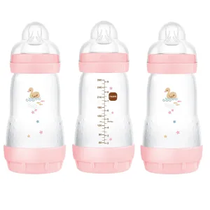 MAM 9oz Easy Start Anti-Colic Baby Bottles, Medium Flow, Breastfeeding-Like Silicone Nipple Bottle, Reduces Colic, Gas, & Reflux, Easy-to-Clean, BPA-Free, 2  Months