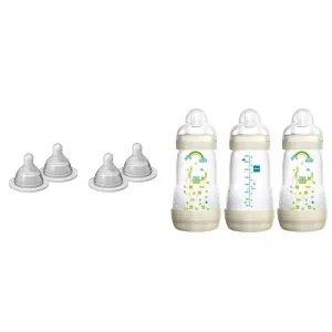 MAM Bottle Nipples Extra Slow Flow Nipple Size 0, for Newborn Babies and Older & Easy Start Anti-Colic Bottle, Baby Essentials, Medium Flow Bottles with Silicone Nipple