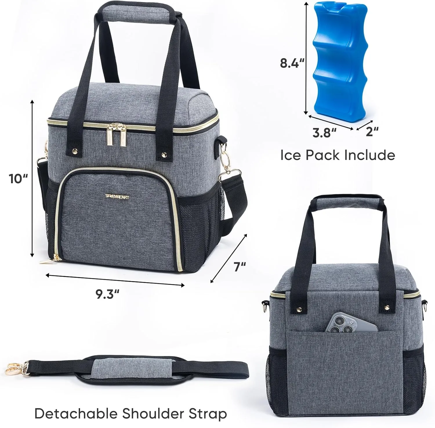 Mam Breastmilk Cooler Bag with Ice Pack for 4 Bottles - See-through Breast Pump Bag for Baby Bottles 4oz-9oz