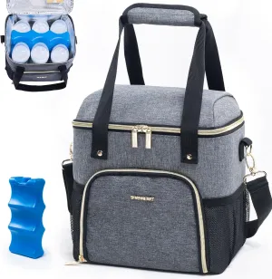 Mam Breastmilk Cooler Bag with Ice Pack for 4 Bottles - See-through Breast Pump Bag for Baby Bottles 4oz-9oz