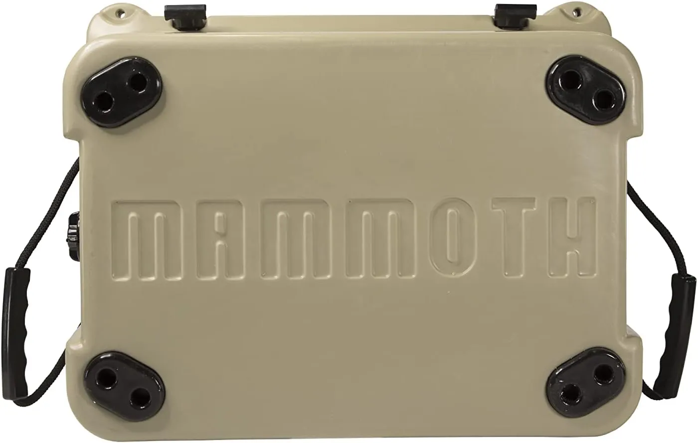Mammoth Ranger 65 Cooler, Insulated Hard Ice Chest with 65 Quart Capacity, Holds 54 Cans, Great for Camper, Float Trips, Tan