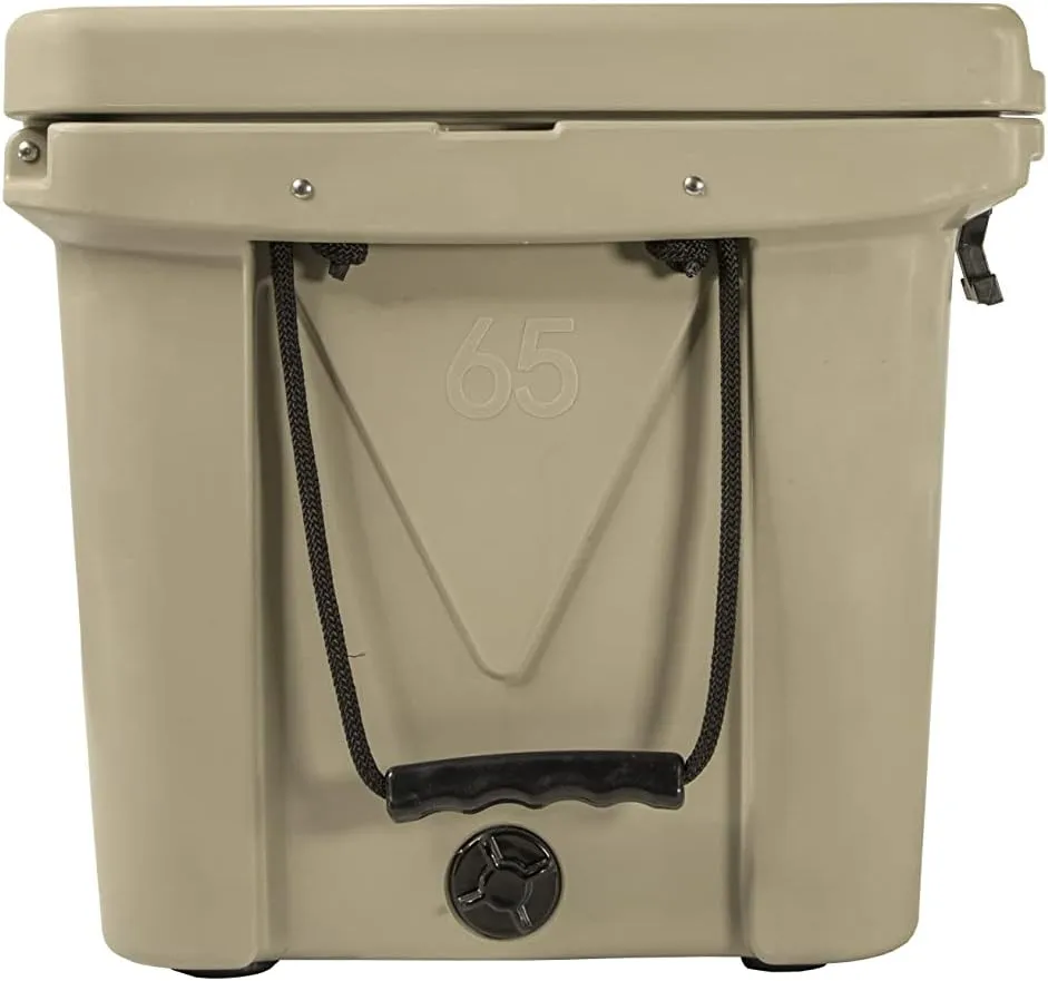 Mammoth Ranger 65 Cooler, Insulated Hard Ice Chest with 65 Quart Capacity, Holds 54 Cans, Great for Camper, Float Trips, Tan