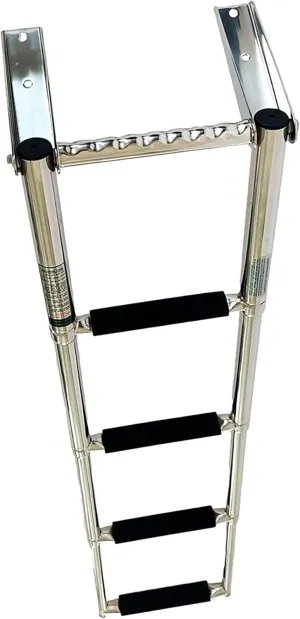 MARINE CITY 4-Step Telescoping Swim Ladder, Durable Stainless Steel, Anti-Slip, Space-Saving Design, Supports Up to 400 lbs, Ideal for Boats, Ships, Marines, Pontoons