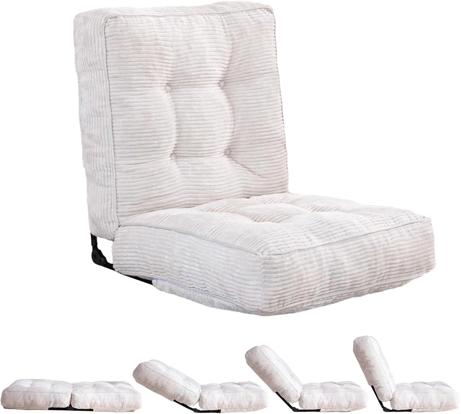 MAXYOYO Adjustable Floor Chair with Back Support, Gaming Floor Meditation Chair with Tufted Cushion, Adults Lounge Couch Folding Sofa Seat for Reading Meditating Sleeping, Beige