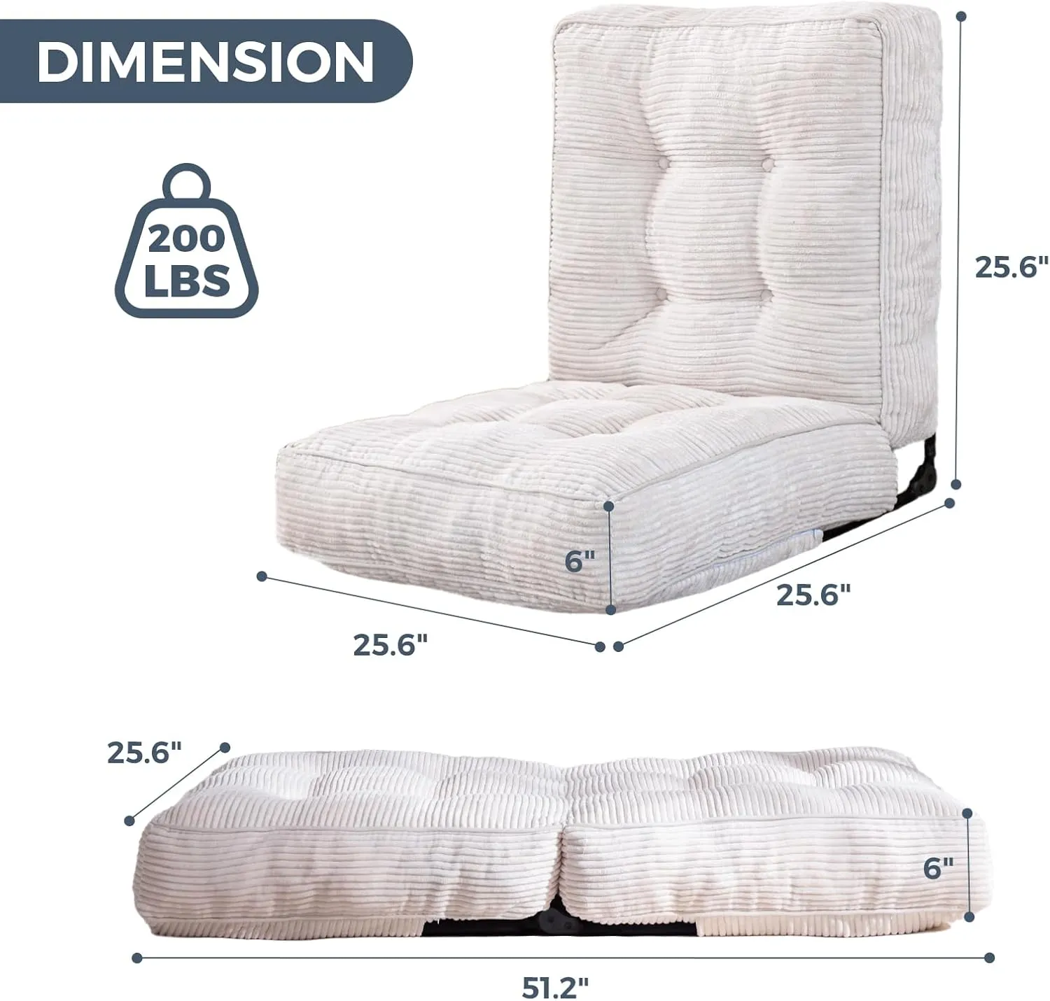 MAXYOYO Adjustable Floor Chair with Back Support, Gaming Floor Meditation Chair with Tufted Cushion, Adults Lounge Couch Folding Sofa Seat for Reading Meditating Sleeping, Beige