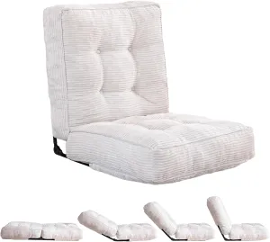 MAXYOYO Adjustable Floor Chair with Back Support, Gaming Floor Meditation Chair with Tufted Cushion, Adults Lounge Couch Folding Sofa Seat for Reading Meditating Sleeping, Beige