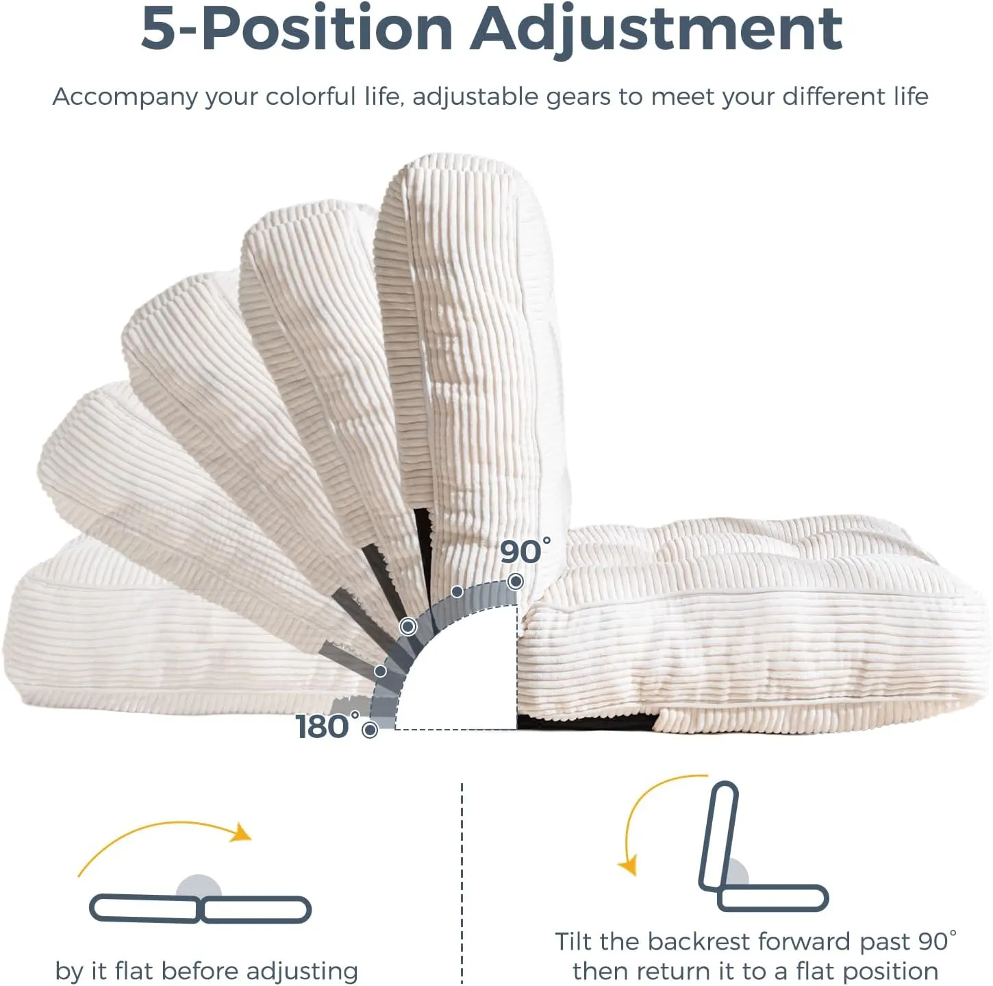 MAXYOYO Adjustable Floor Chair with Back Support, Gaming Floor Meditation Chair with Tufted Cushion, Adults Lounge Couch Folding Sofa Seat for Reading Meditating Sleeping, Beige
