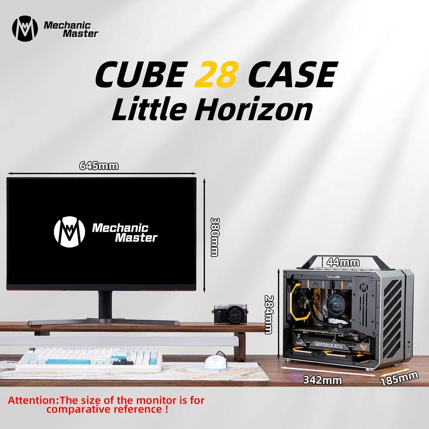 Mechanic Master Cool Cube Series C28 Matx/Itx Case/Alumium/Steel/Water-Cooling/Temered Glass Small Form Factor Computer Case (Moonlight Silver)