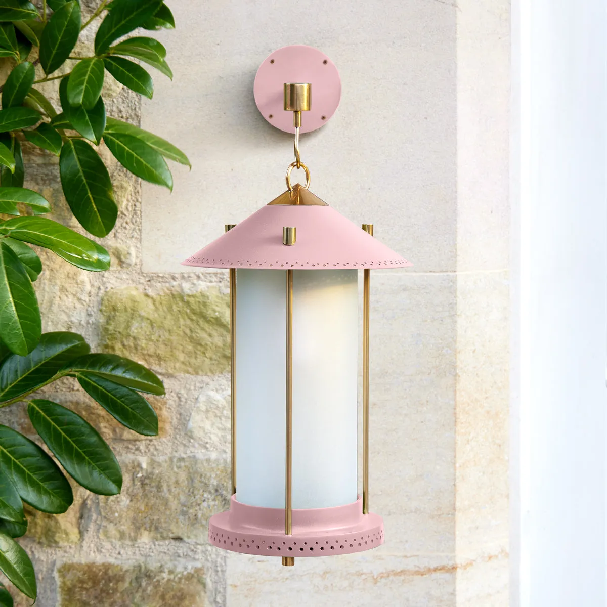 medium Stefan cordless lantern in Blush by the Novogratz