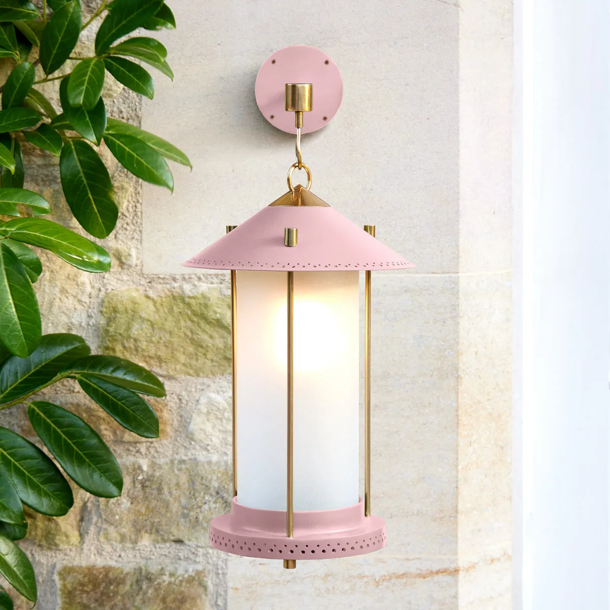 medium Stefan cordless lantern in Blush by the Novogratz