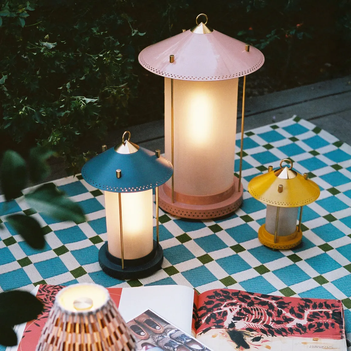 medium Stefan cordless lantern in Blush by the Novogratz