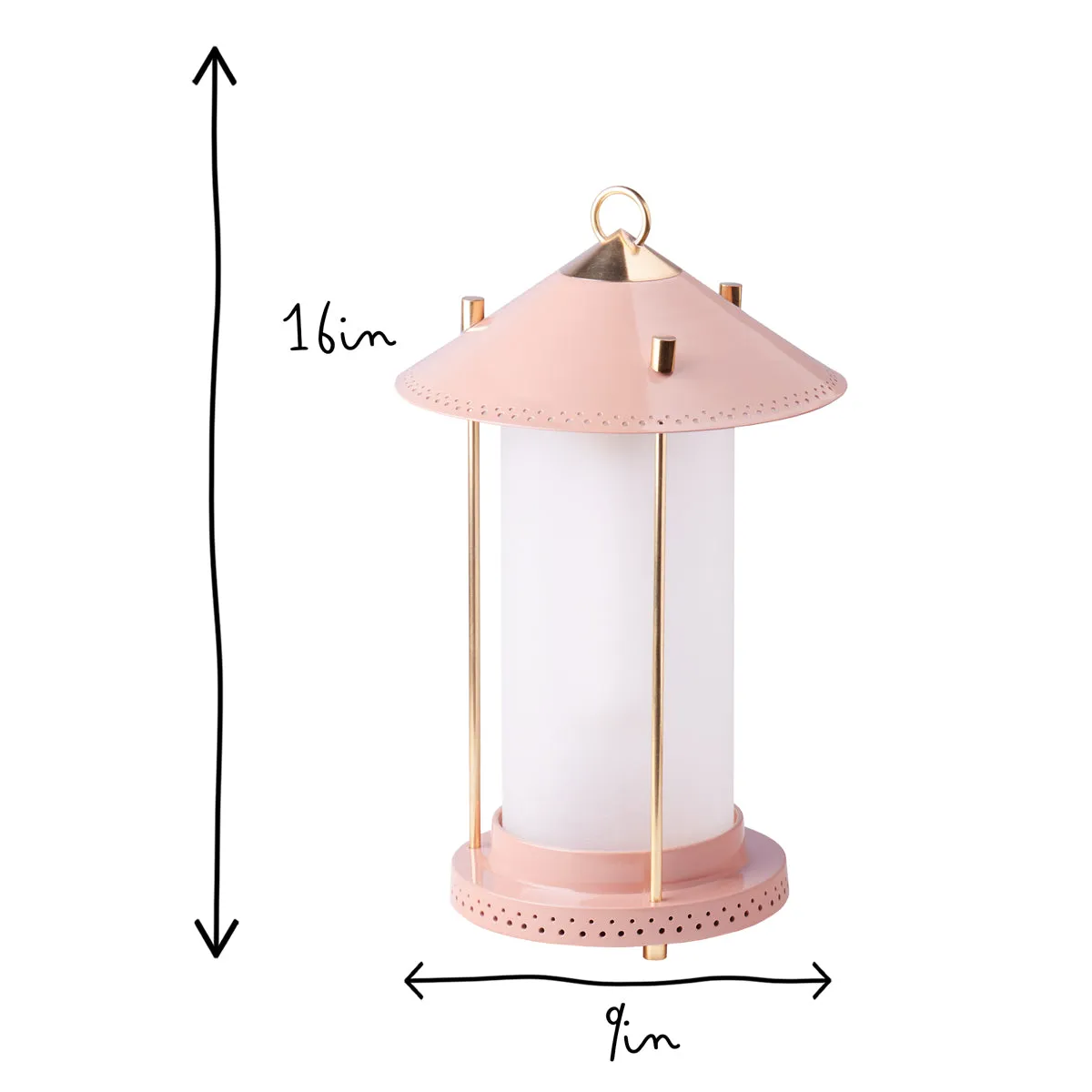 medium Stefan cordless lantern in Blush by the Novogratz