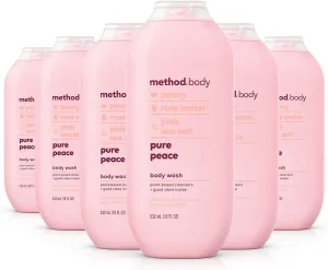 Method Body Wash, Pure Peace, Paraben and Phthalate Free, 18 oz (Pack of 6)